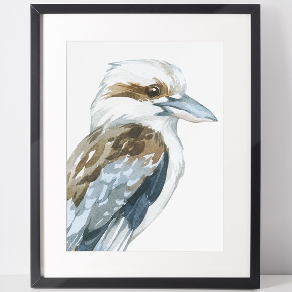Watercolor Kookaburra Bird Illustration Wall Art Print Poster Unframed - Picture 2 of 8